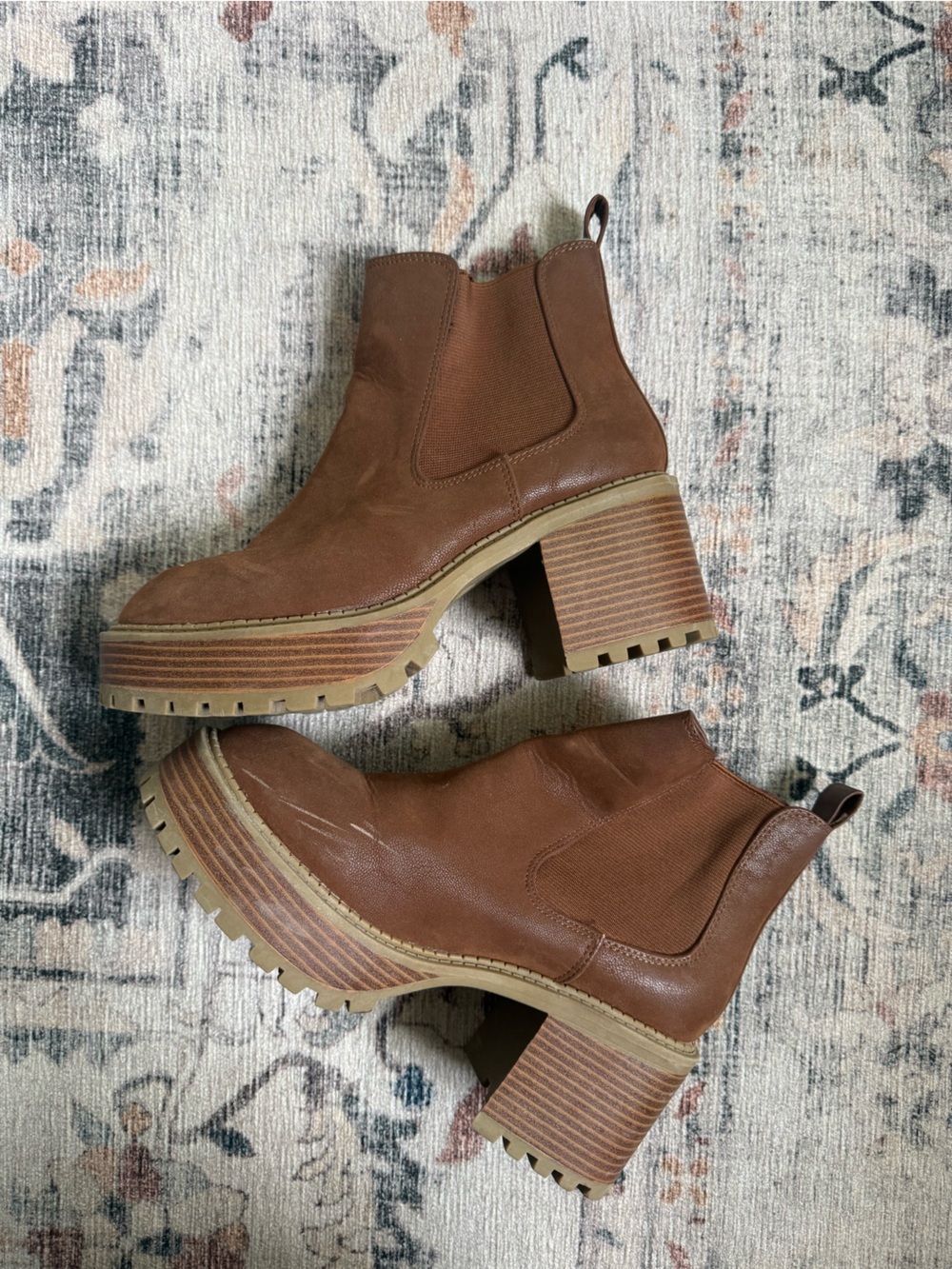 MIA Tan Platform Chelsea Booties